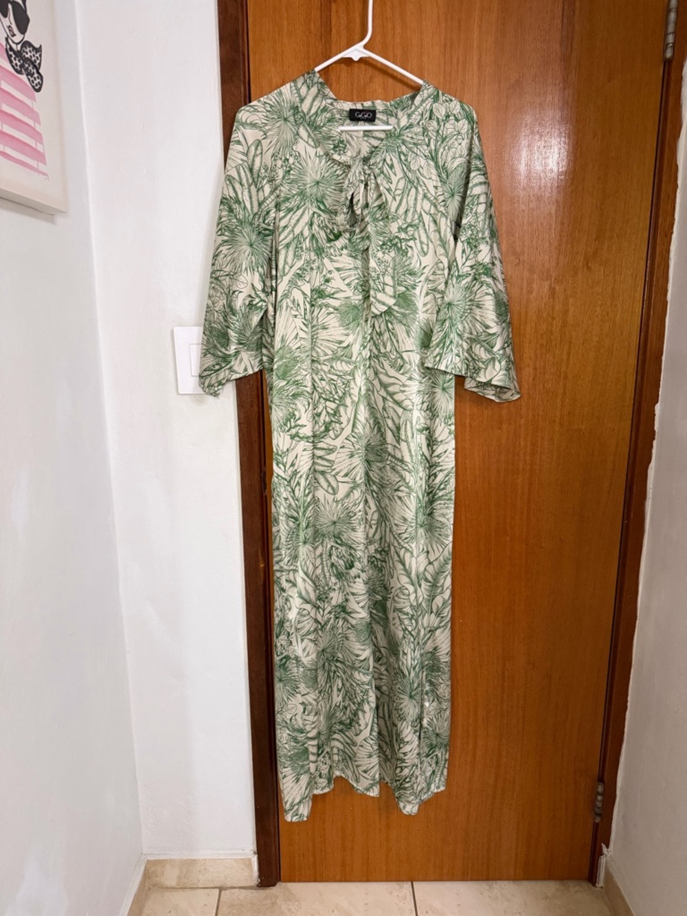 GEO Tropical Green Leaf Maxi Dress